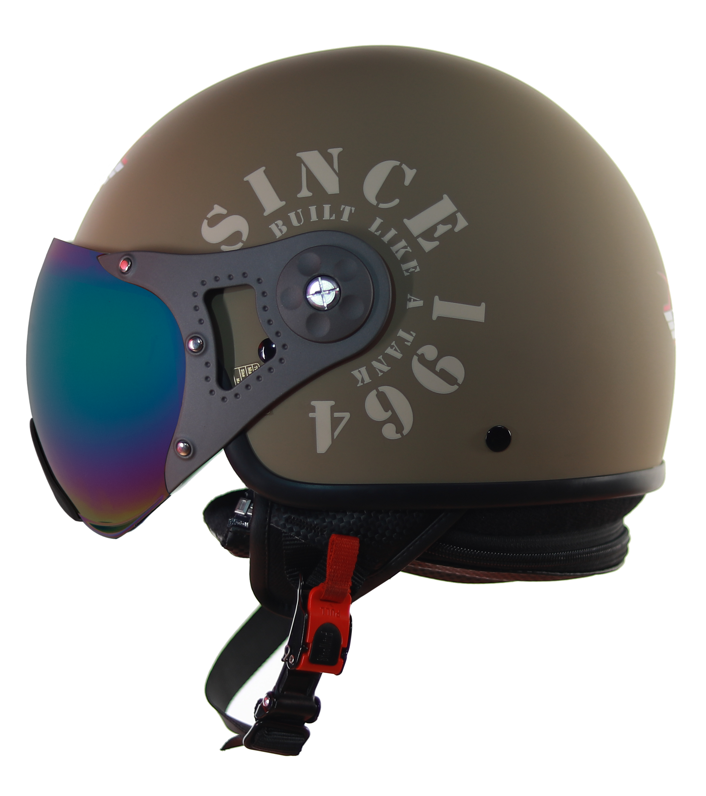 Steelbird SB-27 Tank ISI Certified Open Face Graphic Helmet (Matt Desert Storm Desert Storm With Chrome Rainbow Visor)